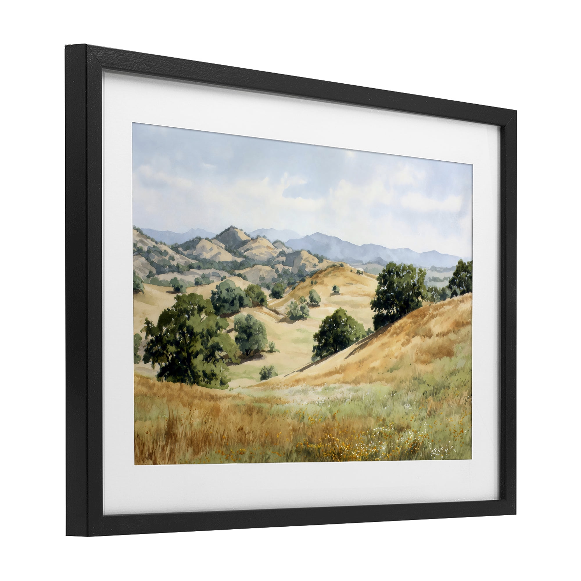 Stupell Industries Idyllic Mountains and Trees Black Framed Print Under Glass, design by Petal Prints Design