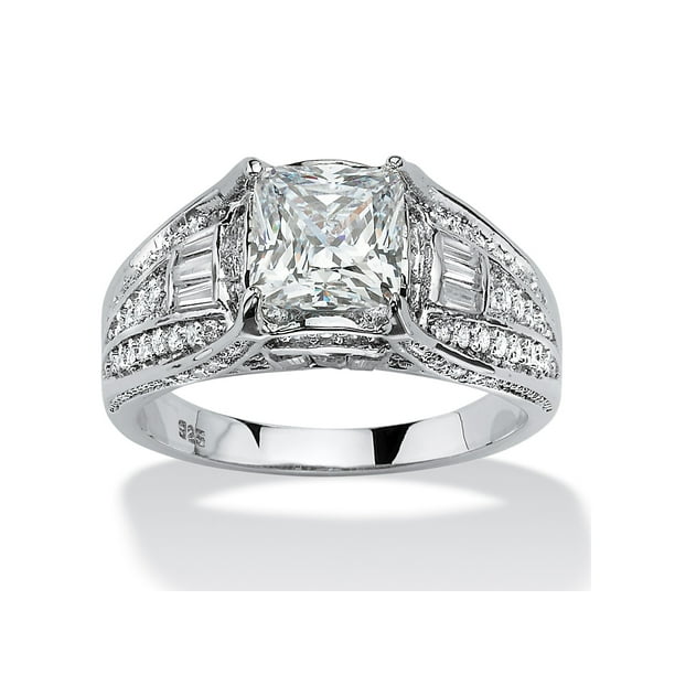 PalmBeach Jewelry - 2.38 TCW Cushion-Cut Cubic Zirconia Engagement Ring ...