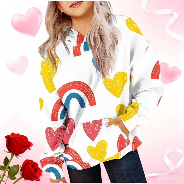 Cowsor Sweat à Capuche pour Enfants / Manches Longues Imprimé Col Rond / Tissu Extensible Doux / Tenue Décontractée Chaude pour École Quotidienne / Garçons Filles 2-14 Ans