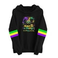 thumbnail image 2 of Uootdi Mardi Gras Womens Drawstring Hoodies for Women Carnival Crewneck Heart Print Hooded Long Sleeve Pullover Festive Color Block Loose Sweatshirts Gift, 2 of 4