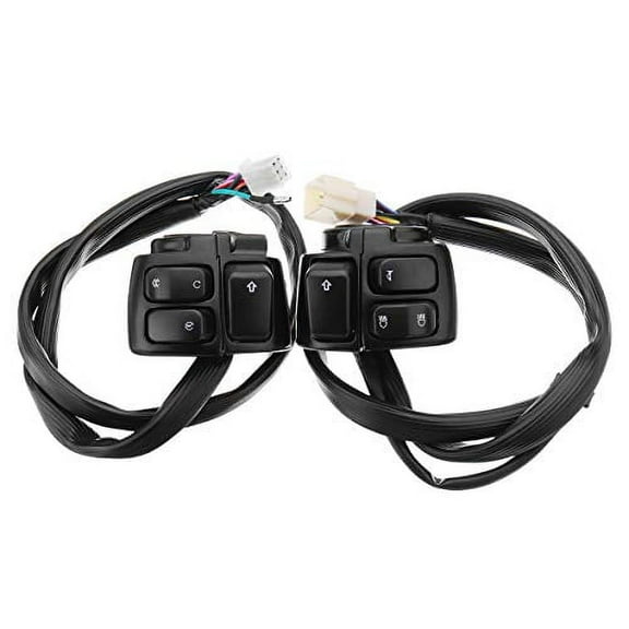 Motorcycle 1'' Handlebar Control Switch Kit with Wiring Harness for Harley Dyna Softail XL883 Black ESUBOSHI