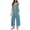 Light Blue-patriotic overalls, variant on Waffle Jumpsuits for Women Sleeveless Crew Neck Wide Leg Rompers Solid Vintage Overalls Cropped Pants with Pocket Memorial Day Gifts