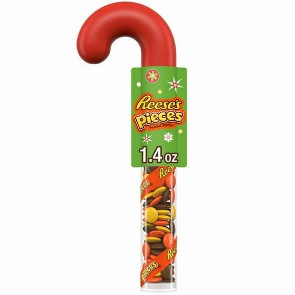 Reese's Pieces Candy Christmas Candy, Plastic Cane 1.4 oz(Pack of 2)