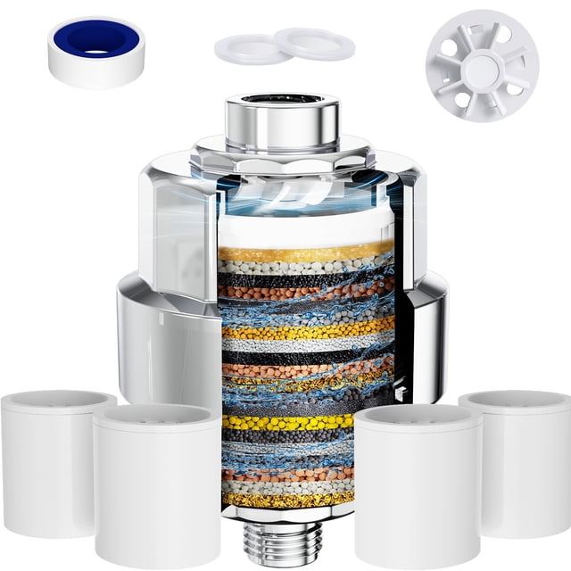 Filtro de ducha EMBATHER 20 etapas para agua dura con 4 cartuchos