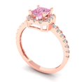 thumbnail image 2 of 0.89 ct Princess Cut Simulated Pink Diamond with Simulated Diamond Halo Accents 18K Rose Gold Womens Engagement Ring, 2 of 5