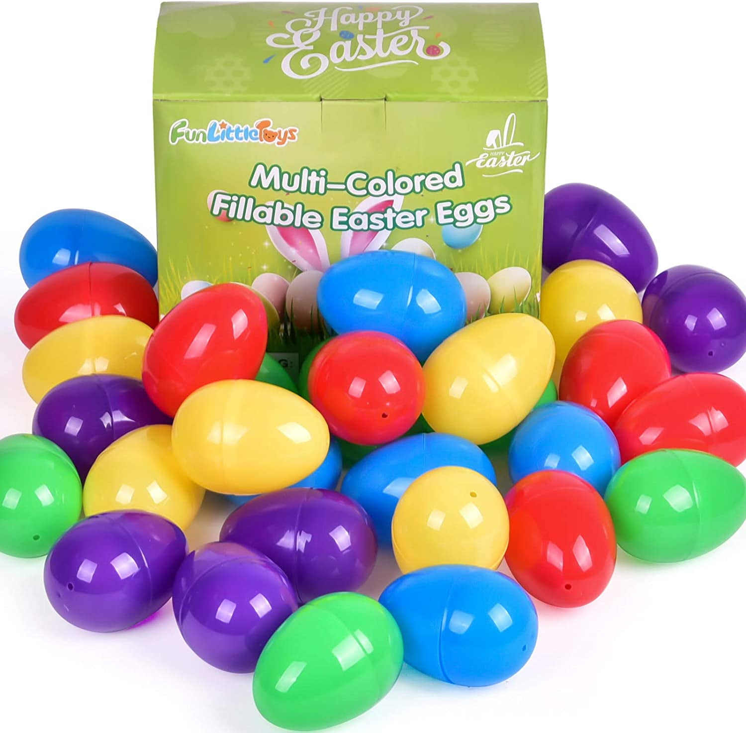 36 PCs Plastic Easter Eggs, 6 Assorted Colors 3 Inch Easter Party Favor