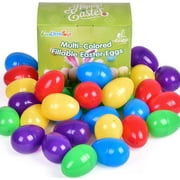 36 PCs Plastic Easter Eggs, 6 Assorted Colors 3 Inch Easter Party Favor Set F-713