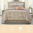 thumbnail image 2 of Lanco Diane Elegant Floral 6-Piece Reversible Comforter Set, King, Blush, 100% Polyester Fill, 2 of 7