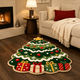 thumbnail image 4 of Christmas Tree Shaped Rug, Holiday Home Decor, Soft Plush Festive Floor Mat for Living Room Coffee Table, Cute Xmas Cartoon Carpet Indoor Area Rug 40x40cm, 4 of 4