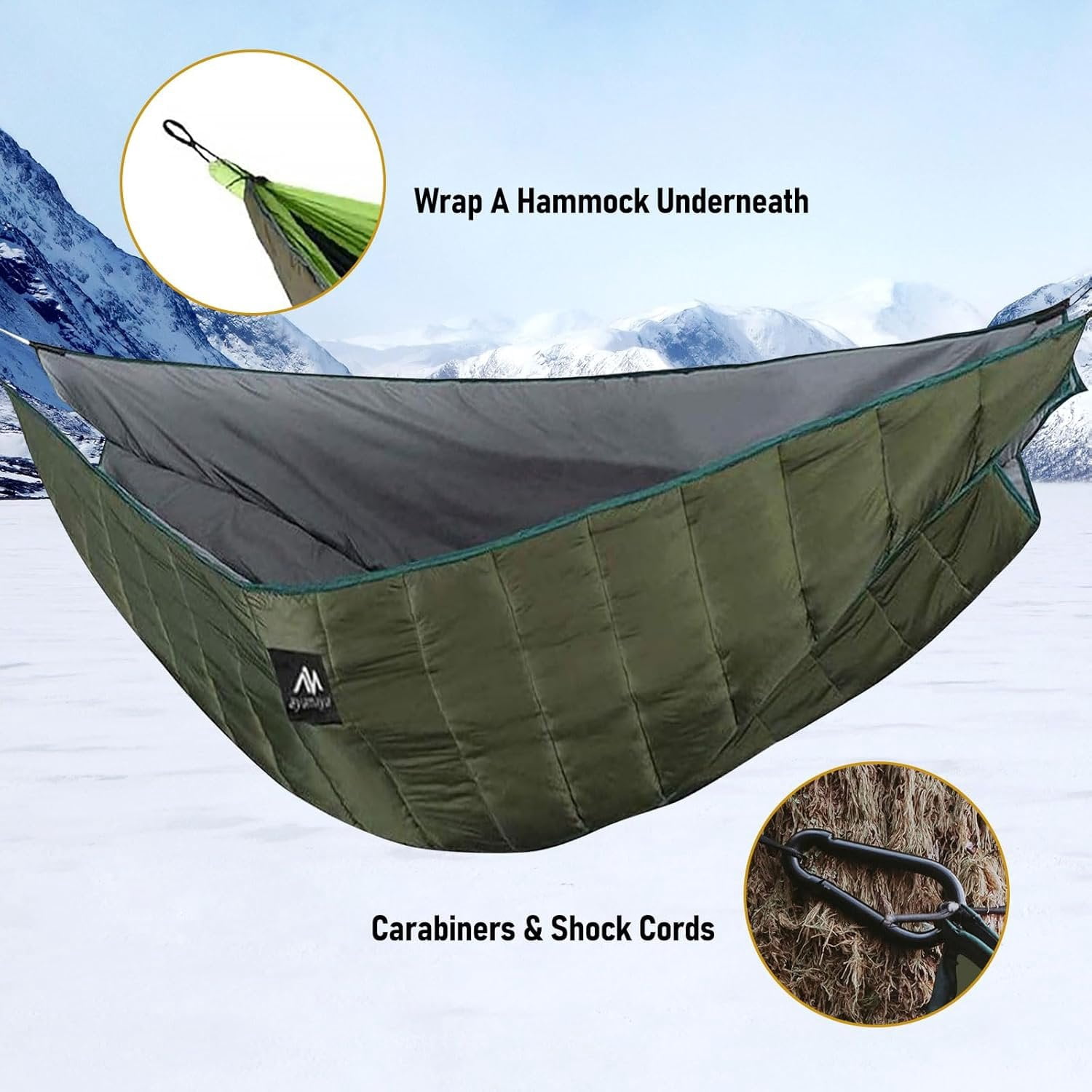 Double Hammock Underquilt Full Length Big Size Under Quilts for Hammocks, Camping Backpacking Essential, Winter Cold Weather Warm UQ Blanket Bottom Insulation