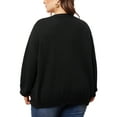 thumbnail image 3 of Agnes Orinda Women's Plus Size Long Sleeves Button Down Crew Neck Knit Sweater Cardigan 2X Black, 3 of 6