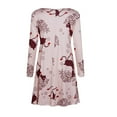 thumbnail image 2 of Womens Christmas Dresses Long Sleeve Casual V-Neck Cocktail Floral Dresses Party A Line Xmas Midi Party Holiday Swing Dress, 2 of 9