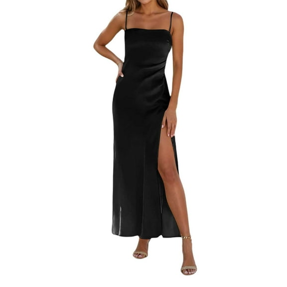 Women's Casual Dress Elegant Slit Spaghetti Strap Party Dress For Women Summer Beach Evening Gown