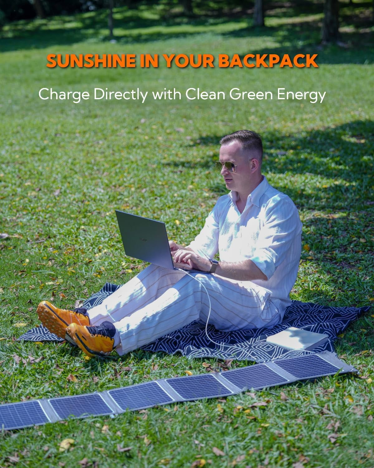 LUMOPAL 60W Foldable Solar Panel, Portable Solar Charger for Traveling & Camping, Grey, 1 Pack
