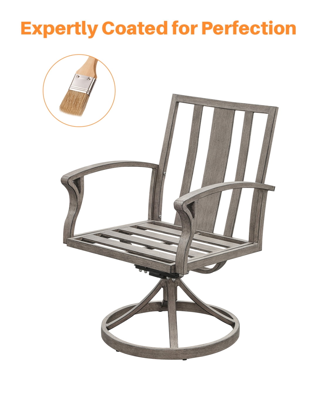 Outdoor Patio Dining Chairs Set of 2, 2-Piece Upgraded 3D double-layer textilene Swivel Patio Chairs, Limed Oak