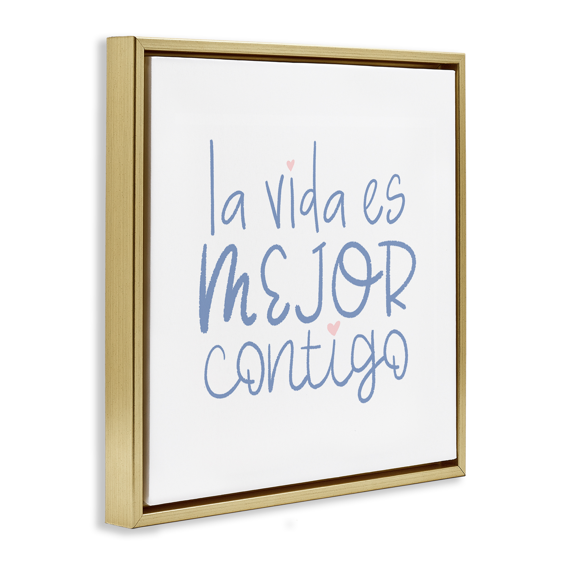 Stupell Industries La Vida Es Mejor Contigo Inspirational Quotes & Sayings Painting Gold Floater Framed Art Print Wall Art, 25 x 25