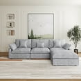 thumbnail image 1 of The Magic Home Canapé Sectionnel Modulaire en L en Lin à 3 Places avec Ottoman, Gris Pâle, 1 of 9