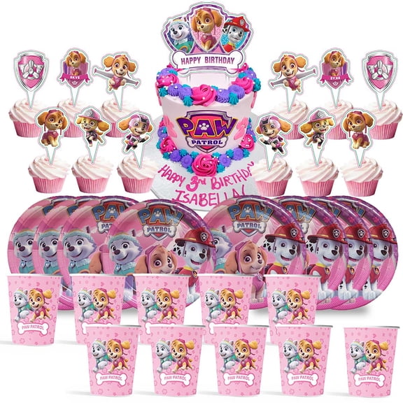 Paw Patrol Girls Birthday Cups Party Supplies Plates Decorations Cake Topper Decor