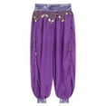 thumbnail image 5 of Zaldita Women's Belly Dance Harem Pants Shiny Sequin Tassel Trouser Arabic Performance Loose Pants Purple One Size, 5 of 7