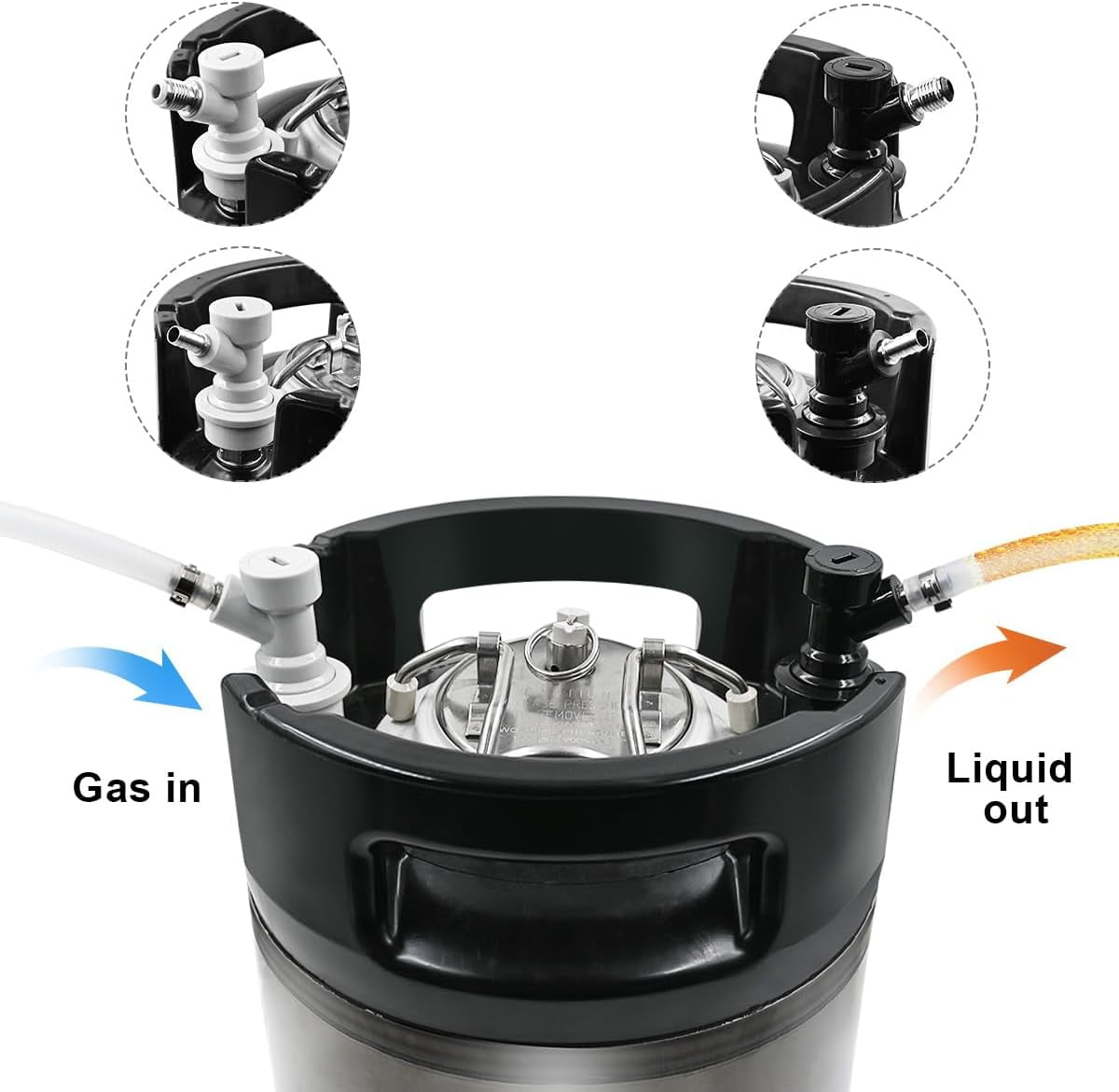 5Gal/19L Beer Keg 304 Stainless Steel Coke Syrup Milk Soda Barrel Rubber Handle Bucket Ball Lock Cornelius Style