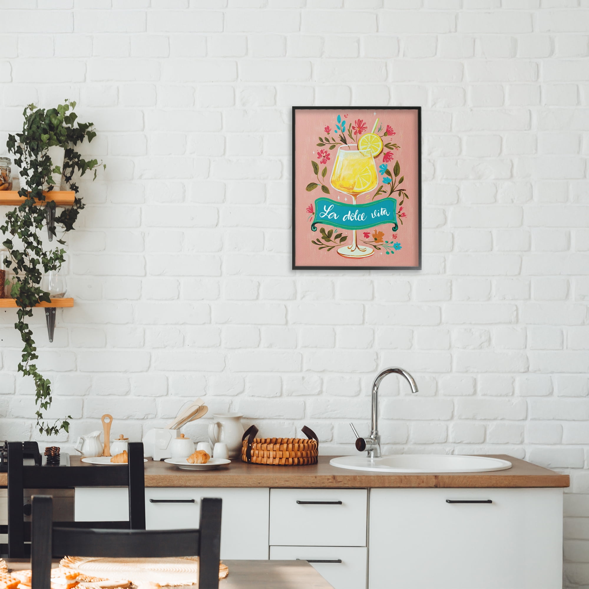 Stupell Industries Lemon Cocktail Sweet Life Black Framed Giclee Art, design by Yen