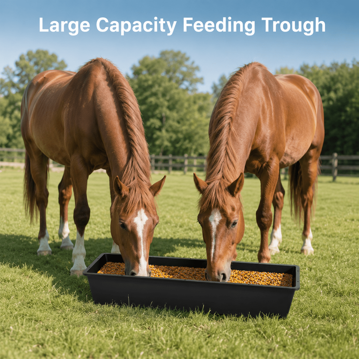 2-Piece Dual-Purpose Plastic Livestock Feed Trough, Suitable For Daily Feeding Of Horses, Goats, Pigs And Other Animals; Widely Adaptable To Home Backyards, Pastoral Fences, Livestock Sheds