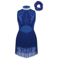 thumbnail image 1 of Runhomal Justaucorps de Ballet Sans Manches à Paillettes pour Filles, Robe à Franges, Style Latin Moderne Jazz Tango Rumba Salsa, Costume de Danse Bleu Royal 16, 1 of 7