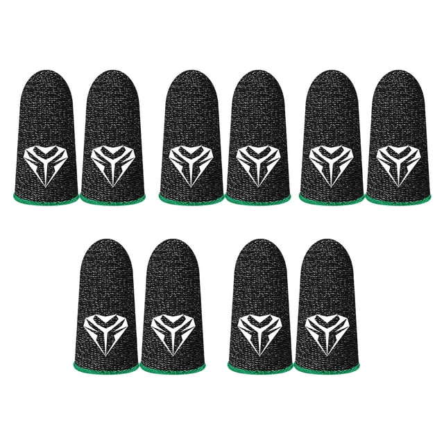 Fundas para la punta de los dedos para juegos de teléfonos móviles Fundas antihuellas a prueba de aceite Guantes reutilizables de punto de 24 pines transpirables verdes 5 pares Scienceny EL005412-04