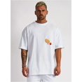 thumbnail image 1 of Camiseta gráfica de algodón para hombre: camiseta de cuello redondo de manga corta estilo bohemio con estampado divertido de papas fritas, camisa informal blanca para ropa informal, deportes, citas, r, 1 of 7