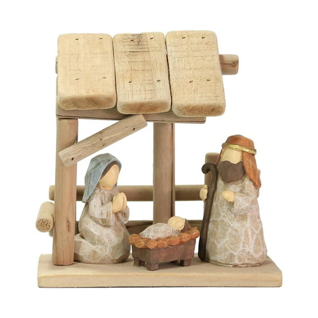 1 pieza de pesebre en miniatura, manualidades, decoración, accesorios para fotos, regalo religioso cabina de figura de madera