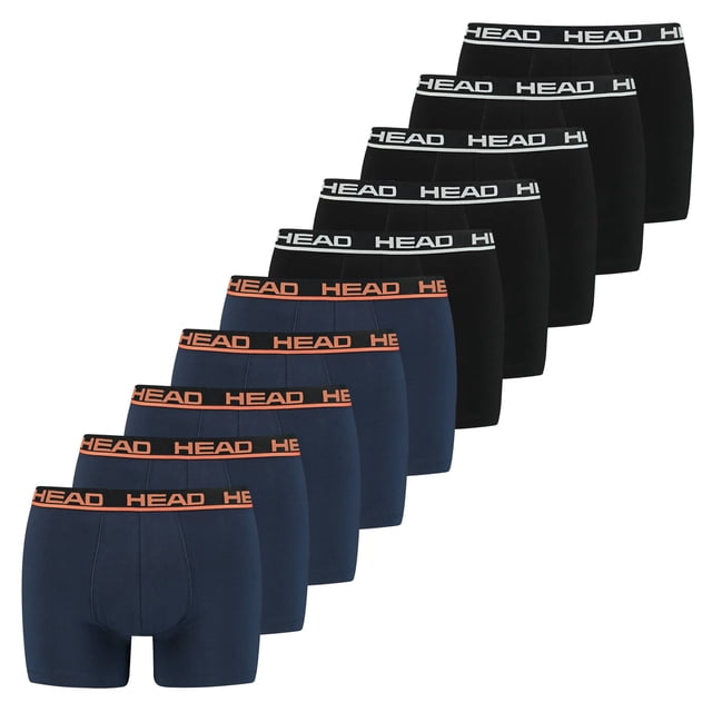 HEAD Calzoncillos bóxer para hombre, paquete de 10 - Calzoncillos bóxer básicos ECOM, algodón elástico Negro/Azul oscuro 2XL (XX-Large)
