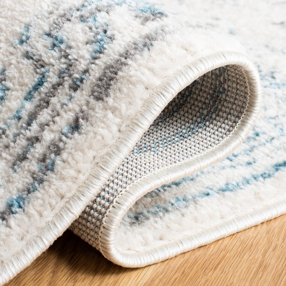SAFAVIEH Tulum Flint Distressed Southwestern Area Rug, 6'7" x 6'7" Square, Ivory/Teal