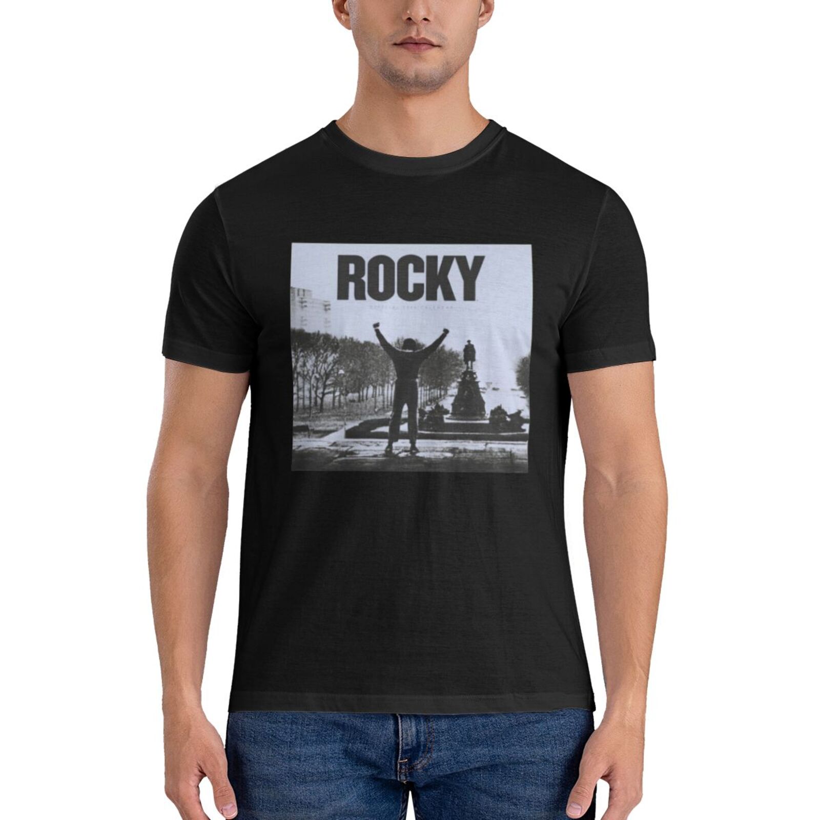 Men's Print With Rocky Balboa Fashion Short Sleeve T-Shirt Cotton Shirt ...