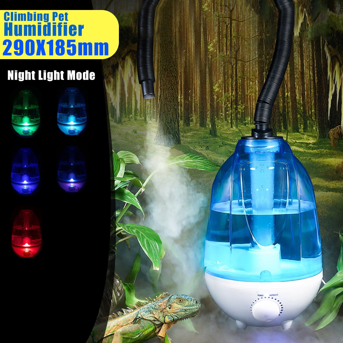 Reptile Humidifier Tank Ultra-Silent Humidifying Fog Machine Vaporizer Fog Maker Upgrade Reptile Humidifier Fogger 3 Liter for a Variety of Reptiles/Amphibians/Herps 