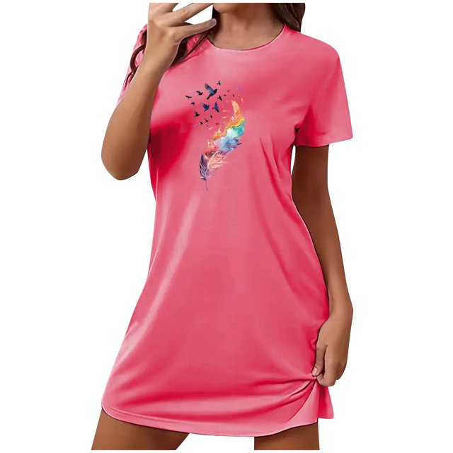 Tnhcen Grande Taille Grande Robe de Nuit – Col Rond Manches Courtes Design Tendance Respirant Polyester Spandex P-2TG pour un Confort Douillet Ensemble de Pyjamas