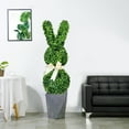 thumbnail image 6 of Decorr Bunny Topiary, 35.4" Boxwood Bunny Topiary with Bow Bunny Topiary Outdoor, Easter Decorations for Garden, Patio, Front Porch Decor, All-Weather Holiday Decoration, 6 of 9