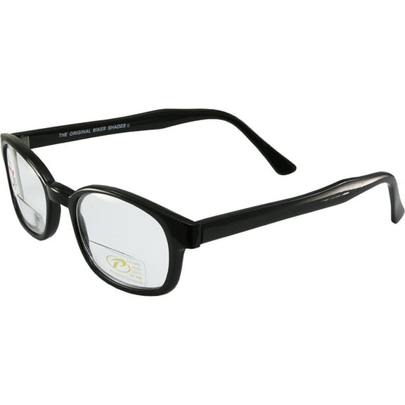 The Original KD's Biker Shades Glasses By PCSUN Black Frames 1.50 Magnification Clear Lenses