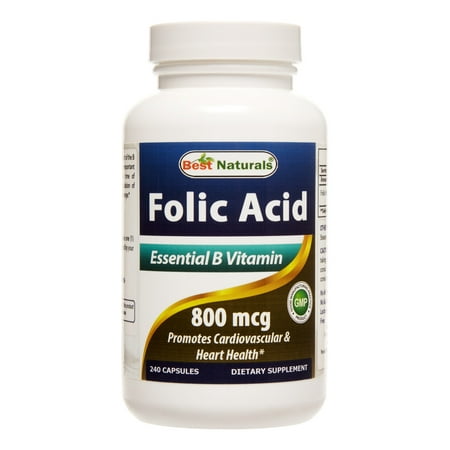 Best Naturals Acide folique 800 mcg, 240 Ct