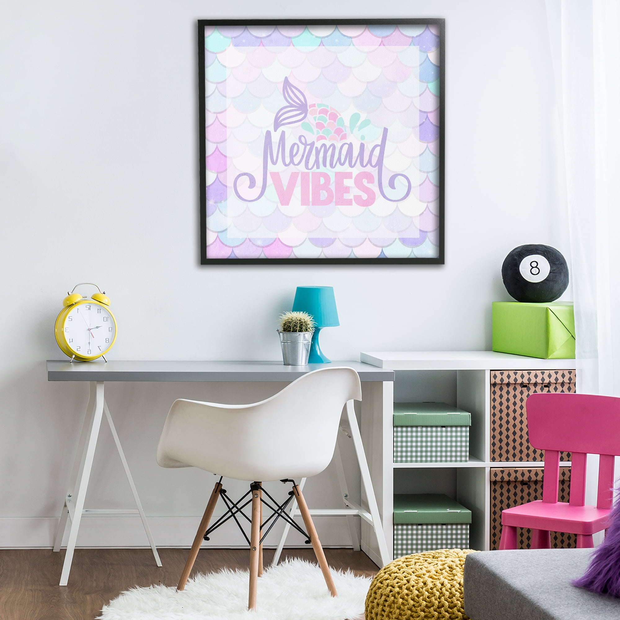 Pastel Mermaid Vibes Black Framed Giclee Art, design by Kim Allen