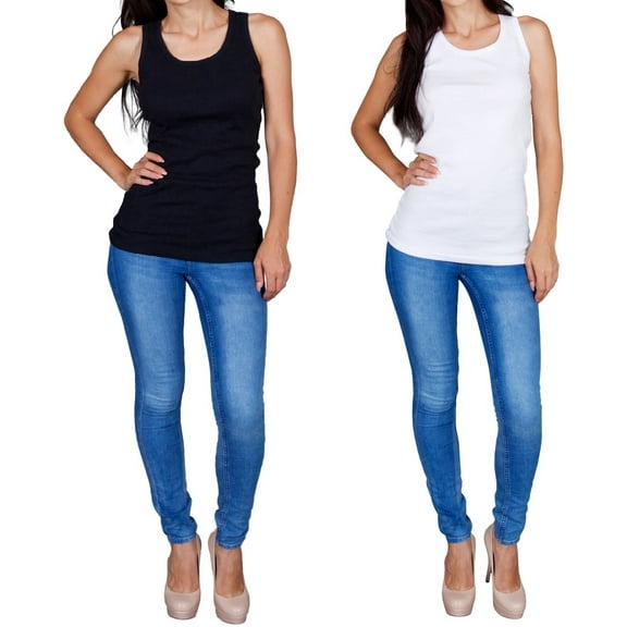 Emprella Tank Tops for Women 2-Pack Ribbed Racerback Tanks (Small)