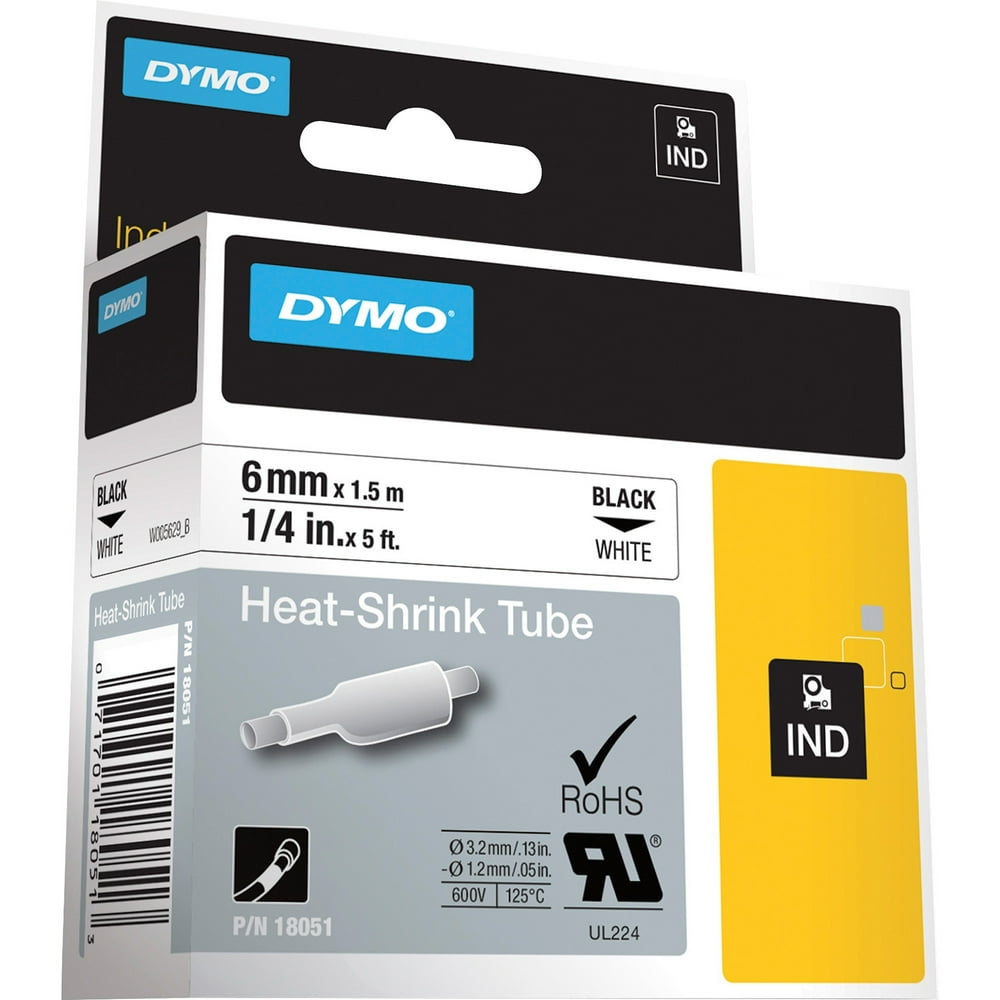 Dymo Rhino Heat Shrink Tube Labels, White, 1 Each (Quantity) Walmart
