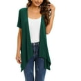 thumbnail image 2 of Brilliant Women Tops Women Casual Solid Short Sleeve Cardigans Drape Open Front Lightweight Summer High Low Hem Tops with Pocket clothes under $10.00, 2 of 7
