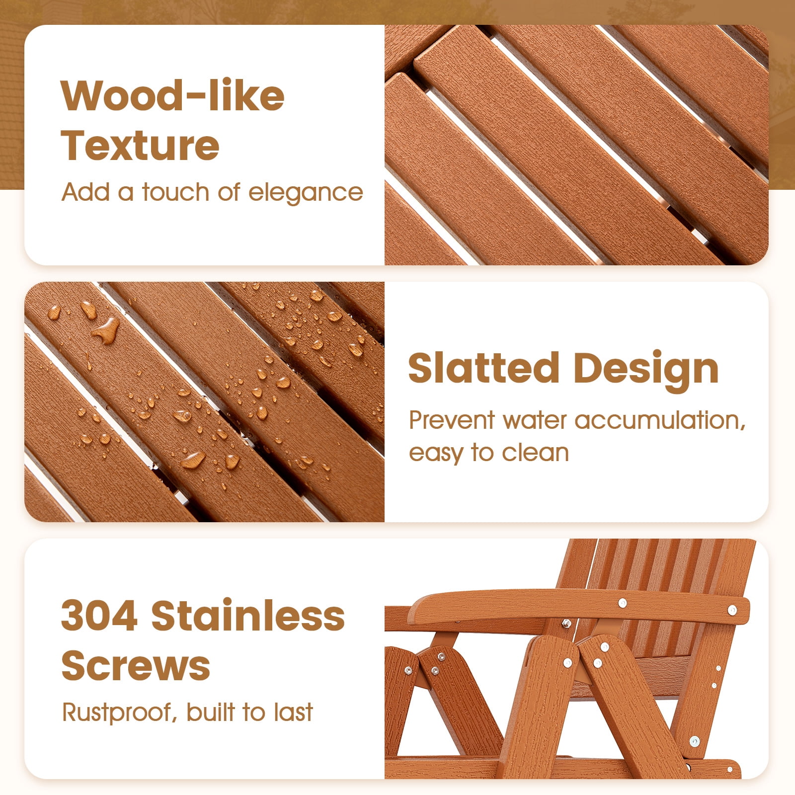 Gymax 2PCS Foldable Patio Chair w/Armrest Curved Back Slatted Seat for Backyard Deck Brown