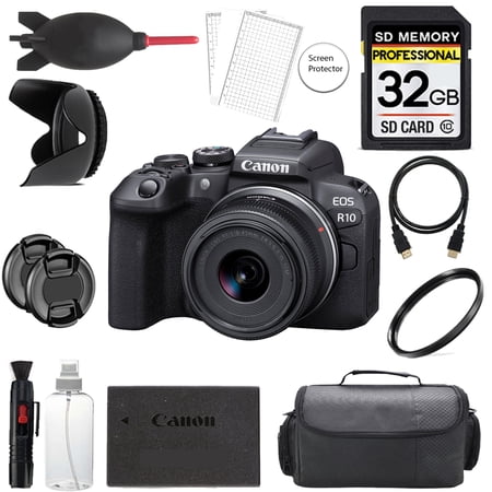 Canon EOS R10 Mirrorless Camera with 18-45mm Lens + 32GB + Bag+ UV Filter- Basic Kit
