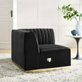 thumbnail image 2 of Modular Sofa Corner Chair, Gold Black, Velvet, French Living Lounge Cafe Lobby Hospitality Restaurant, Modern Contemporary Boutique HB33787, 2 of 6