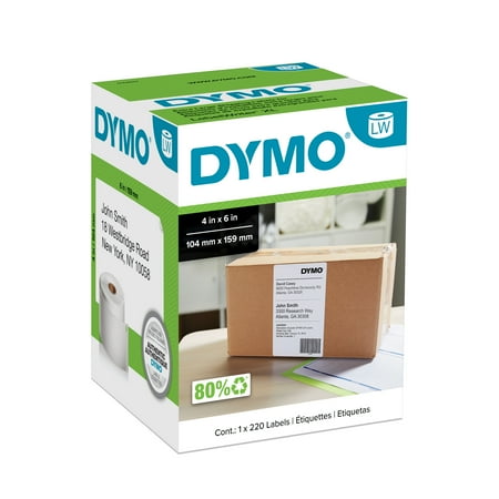 DYMO Authentic LW Extra-Large Shipping Labels for LabelWriter Printer  White  4  x 6   1 Roll of 220