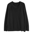 thumbnail image 5 of Women's Fashion Casual Solid Color Round Neck Split Hem Raglan Sleeve Long Sleeve Sweater, Comfortable and Chic, Great for Everyday Wear and Seasonal Activities,Black,L, 5 of 5