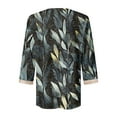 thumbnail image 5 of ICHUANYI Womens Fashion Printed 3/4 Length Sleeve Blouses V Neck Shirts Dressy Flowy Loose Tunic Tops, 5 of 5