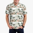 thumbnail image 2 of Balery Flamingo Palm Trees Printed Men’s Short Sleeve Polo Shirt, Midweight Men's Shirt,Golf Polo shirts -3X-Large, 2 of 8