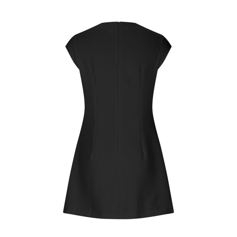 knee length dresses for ladies Wedtrend Women Daffodil Work Dress Bateau Neck A Line Midi Semi Formal Dress, Black / US6
